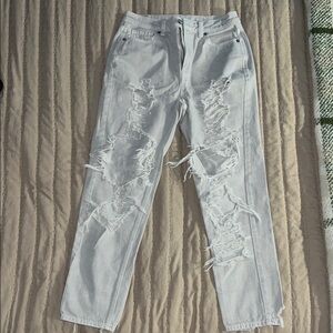 American Eagle Outfitters White/Gray Straight Leg Jeans